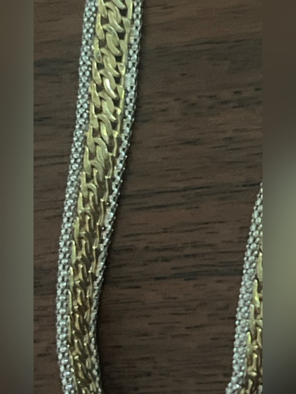 14k two tone gold bracelet 8” mesh with silver rows ring clasp made in Italy - Picture 13 of 15
